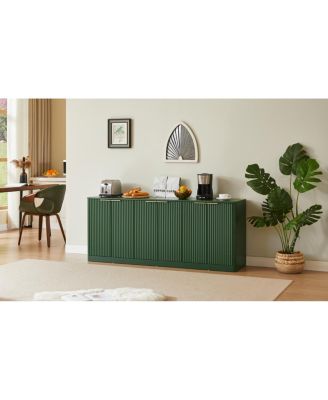 Streamdale 67-inch Modern Wavy Sideboard, 6-Door Storage Cabinet in Green