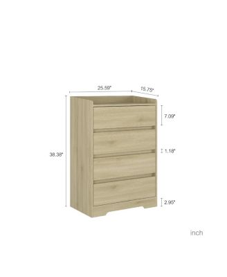 4-Drawer Waterproof Wooden Dresser for Bedroom/Living Room/Office