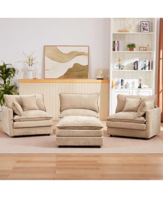 Modular Sectional Sofa, 102" L-Shaped Couch Set with Movable Ottoman