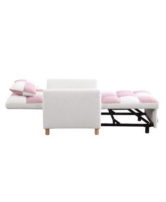 Convertible Sleeper Sofa Chair Bed with Pillow, Soft Teddy Fabric