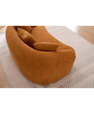 Streamdale Curved Boneless Sofa Loveseat, 2-Seater Orange Chenille Compression Couch with 3 Pillows