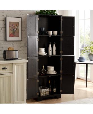 Streamdale Storage Cabinet with 8 Doors and 4 Shelves, Black