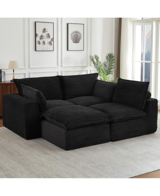 Cloud Sectional Couches for Living Room, Convertible L-Shape Couch with Ottoman