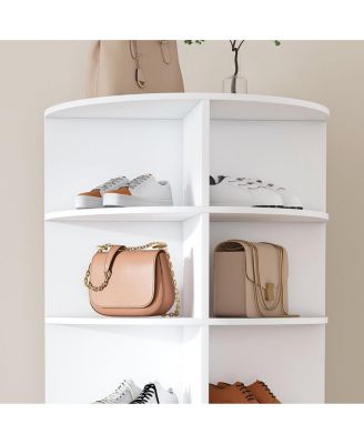 Rotating Shoe Rack Tower, 7-Tier Spinning Storage Organizer (White