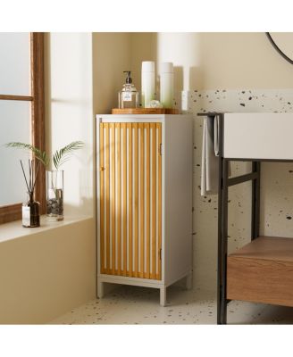 Living Room Side Cabinet with Bamboo Slats Door