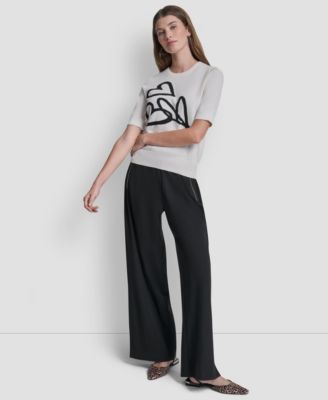 Women's Short-Sleeve Graffiti Hearts Sweater Top