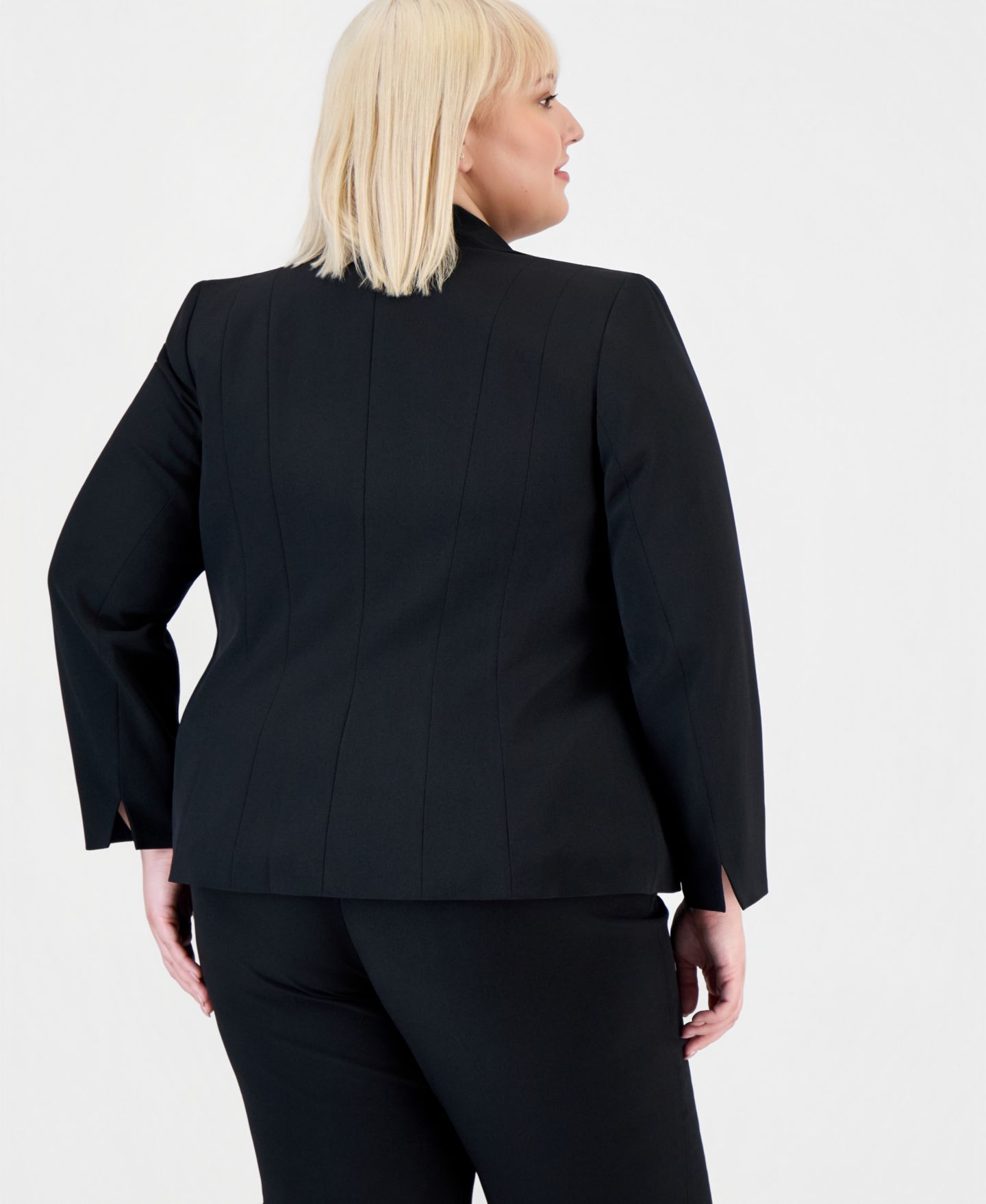Женский пиджак Kasper Plus Size Crepe One-Button Blazer, цвет: Чёрный — фото 4