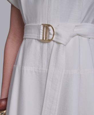 Women's Zip-Up Midi Shirt Dress