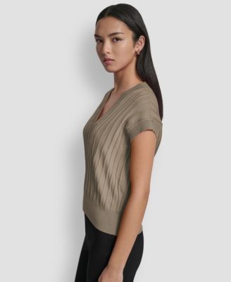 Women's Ribbed Short-Sleeve Sweater