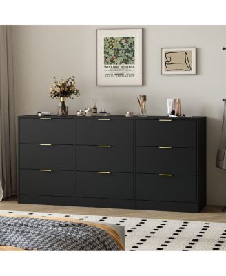 Black 9-Drawer Dresser, 63" Large Deep Chest of Drawers for Bedroom/Living Room