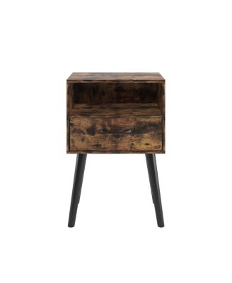 Modern Bedside Table with Storage Drawer and Open Shelf