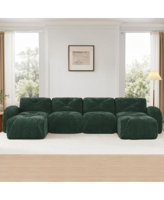 U-shaped Boneless Sofa, Tufted, 32D High Density Sponge, Anti-Slip