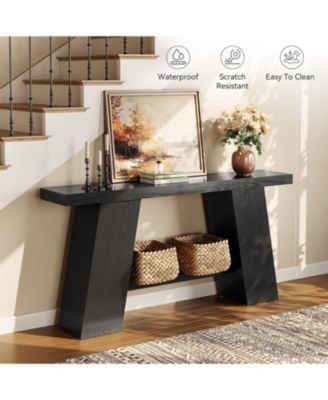 70.8-Inch Long Black Console Table for Entryway, Narrow Modern Sofa Table, Black