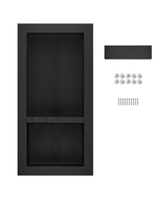 Shower Niche, Ready for Tile, 16" x 32", Double Shelf, Recessed Wall Insert, Sealed Waterproof, Square Corners, Black