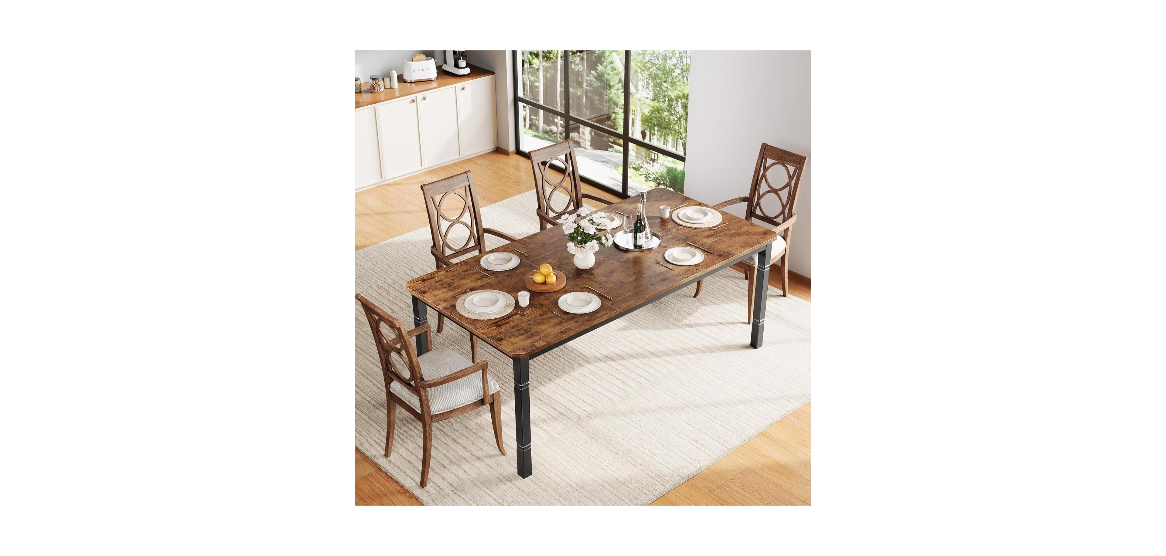 Gaomon Kitchen Table 79 inch Large Industrial Dining Room Table for Dining Room, Home Office