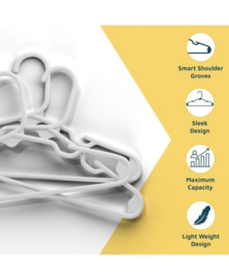 Kids Plastic Hangers, White, 11.6", with shoulder notches, space-saving, hold 5 lbs, ideal for baby, toddler & kids  clothes, 100-pack.