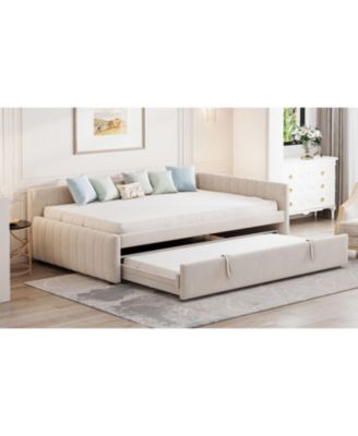 Upholstered L-Shaped Daybed with Twin Trundle