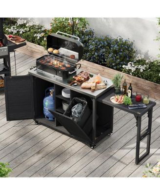 78.3" Outdoor Kitchen Island with Foldable Grill Table.