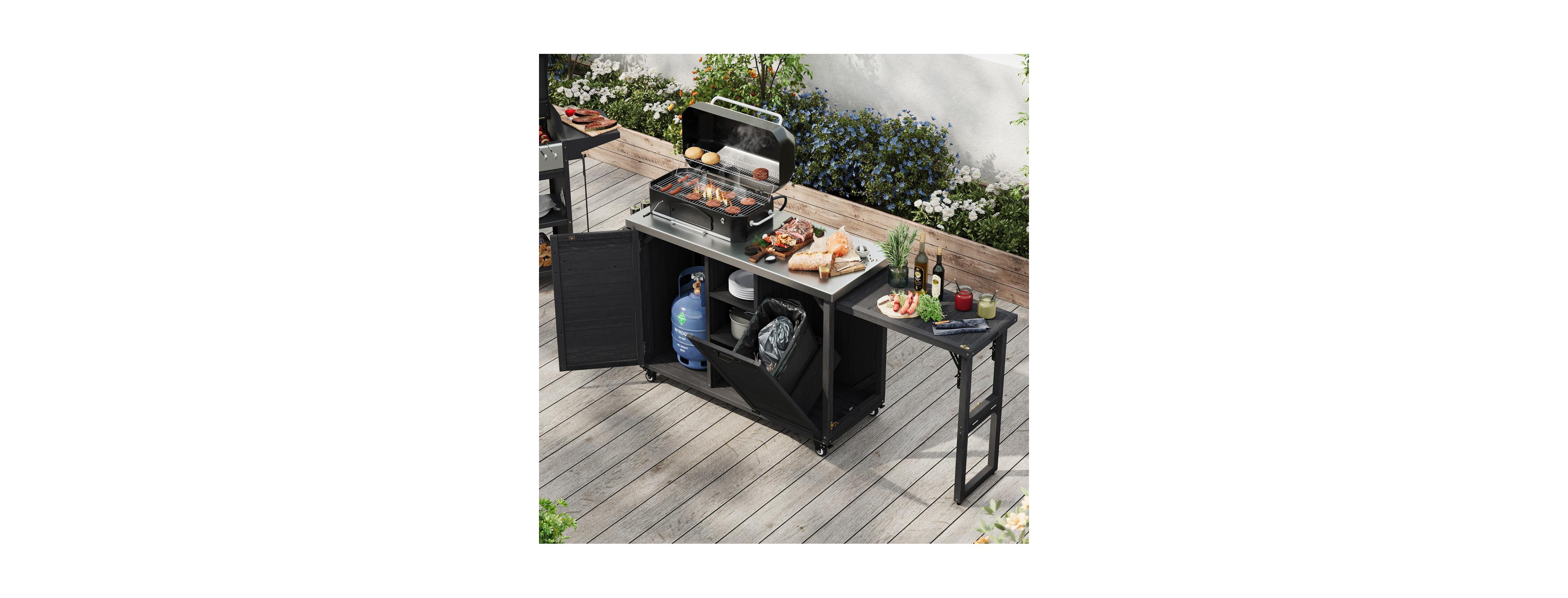 Streamdale Furniture 78.3" Outdoor Kitchen Island with Foldable Grill Table.