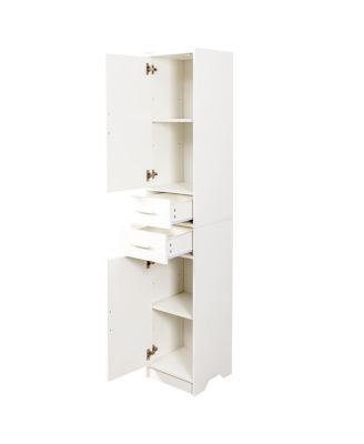 White 70.87" H Tall Bathroom Storage Cabinet with 2 Doors & 2 Drawers