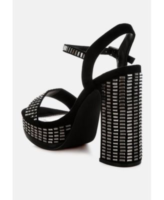 Womens Starlet Rhinestones Embellished Ankle Strap Heels