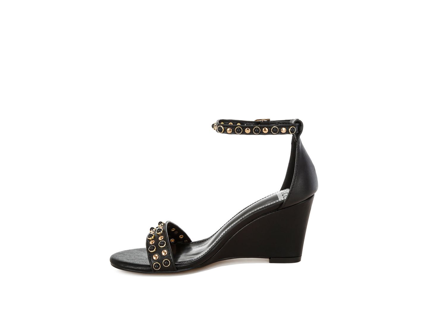 Женские сандалии Rag & Co Nidara Studs Embellished Genuine Leather, цвет: Чёрный кожаный — фото 4