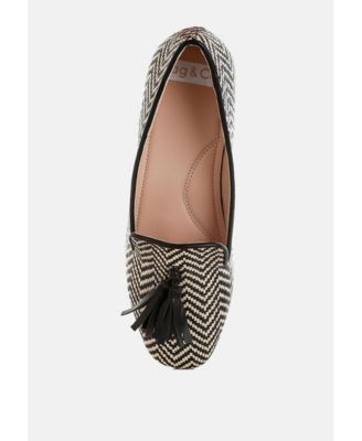 Womens Dara Raffia Tassels Detail Loafers