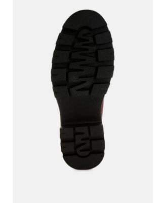 Womens Gleam Stride Faux Leather Chunky Loafers