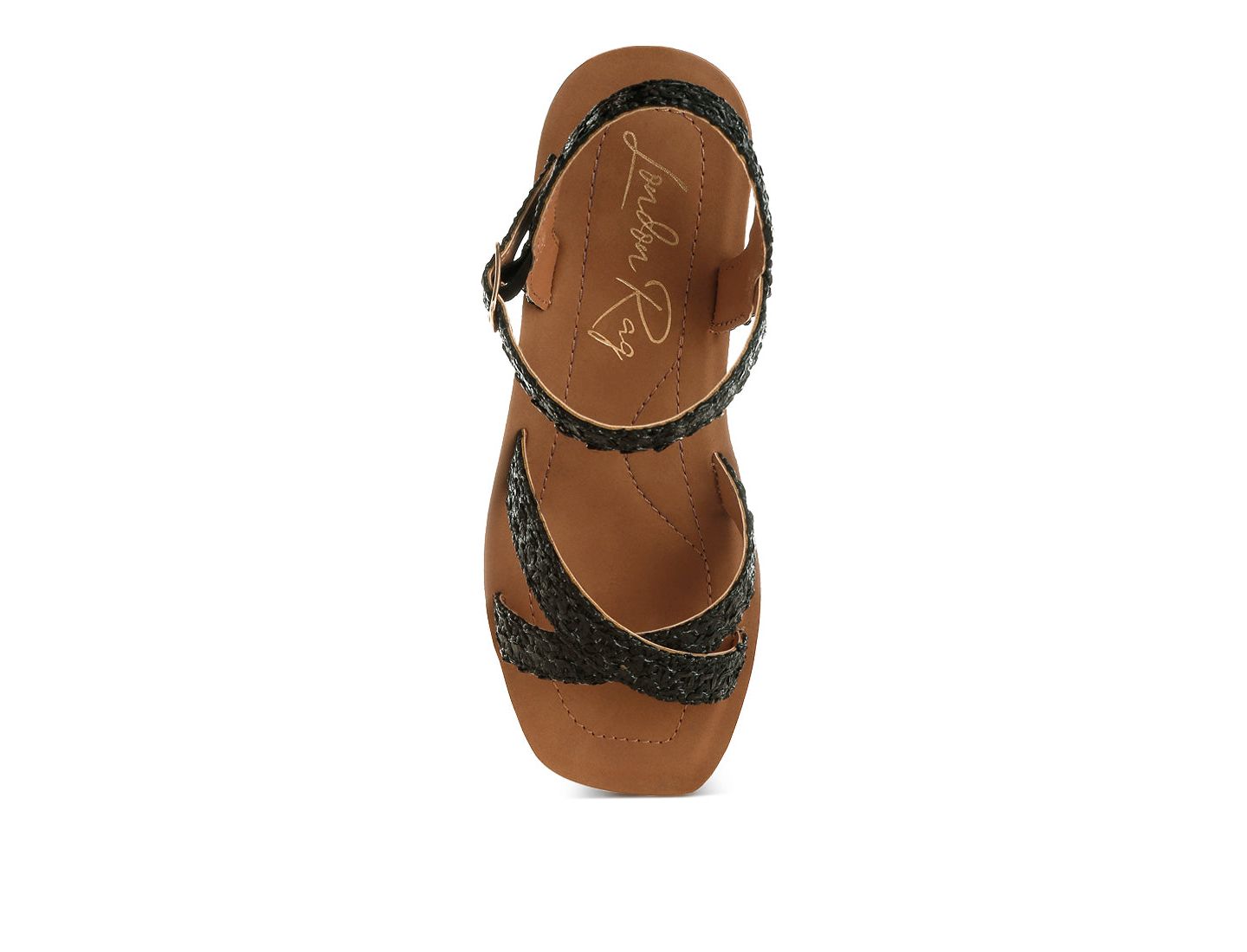 Женские сандалии London Rag Sephone Woven Square Toe Wedges, цвет: Чёрный — фото 6