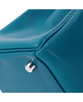 Kelly 28 Handbag Blue Tadelakt with Palladium Hardware