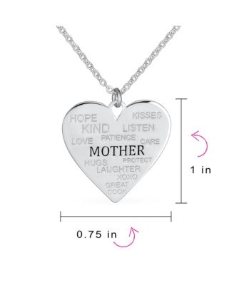 Inspirational Words Describe Your Mother Heart Pendant Necklace Sterling Silver
