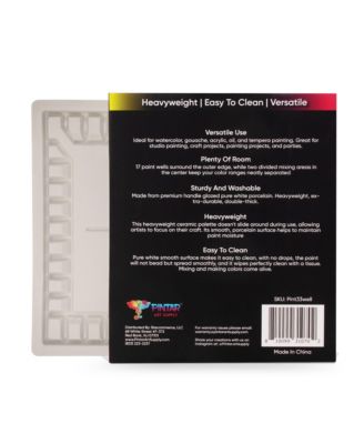 Ceramic Watercolor Paint Palette Tray - 33-Well Ceramic Palette | Large Mixing Areas - 13.5 x 10.8 Paint Pallet