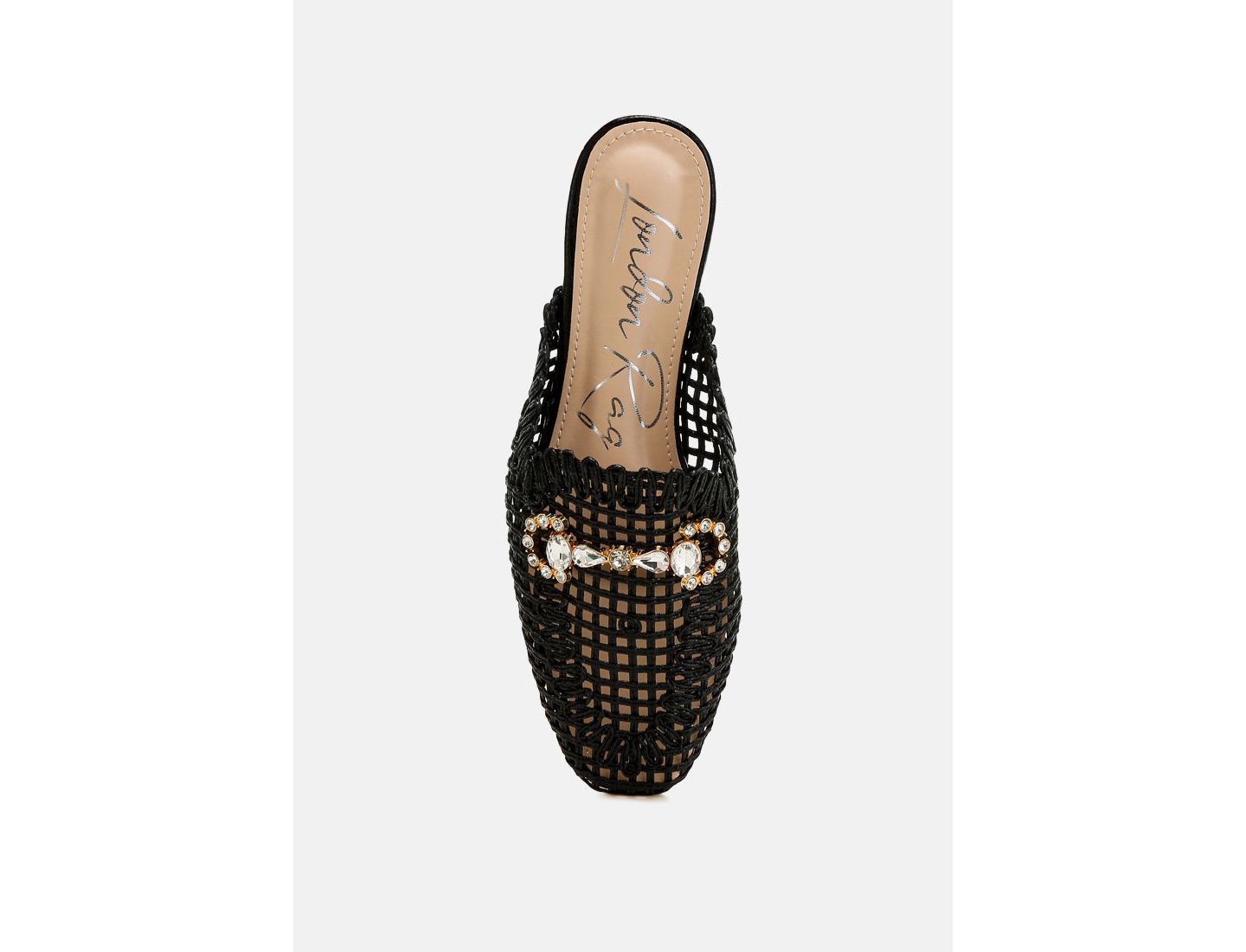 Женские сабо London Rag Roboma Metallic Woven Diamante Mules, цвет: Чёрный металлик — фото 6