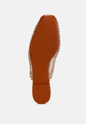 Womens Roboma Metallic Woven Diamante Mules