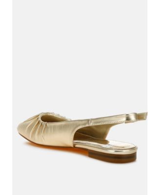 Womens Berni Metallic Square Toe Flat Slingbacks