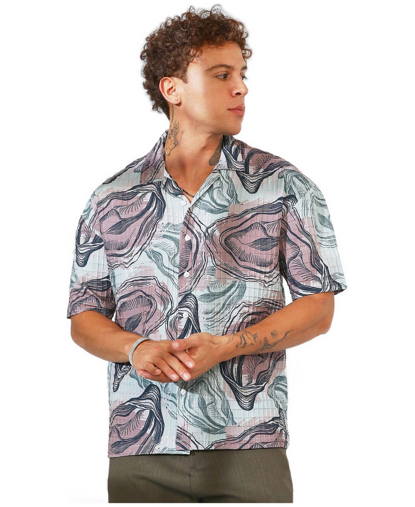 Мужская рубашка Cahoot Campus Sutra Oceanic Oversized, цвет: Серый — фото 2