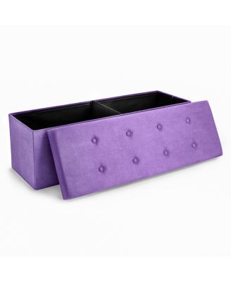 44 Inch Faux Suede Storage Bench