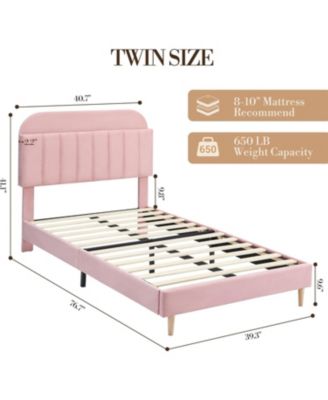 Bed Frame with Bookcase Headboard - Upholstered Velvet Platform Bed, 890LB Capacity, Noise-Free, Heavy-Duty Steel Legs, Easy Assembly