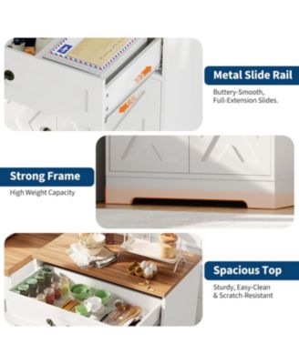 29" Farmhouse Sideboard Buffet Cabinet with Drawer & Adjustable Shelves, Small Kitchen Coffee Bar, White