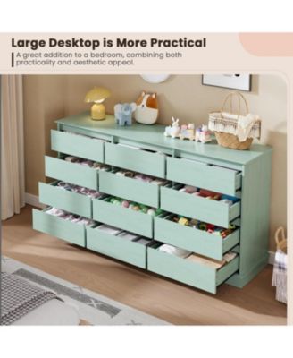 12-Drawer Dresser for Bedroom, Large Double Chest of Drawers with Deep Storage & Wide Top