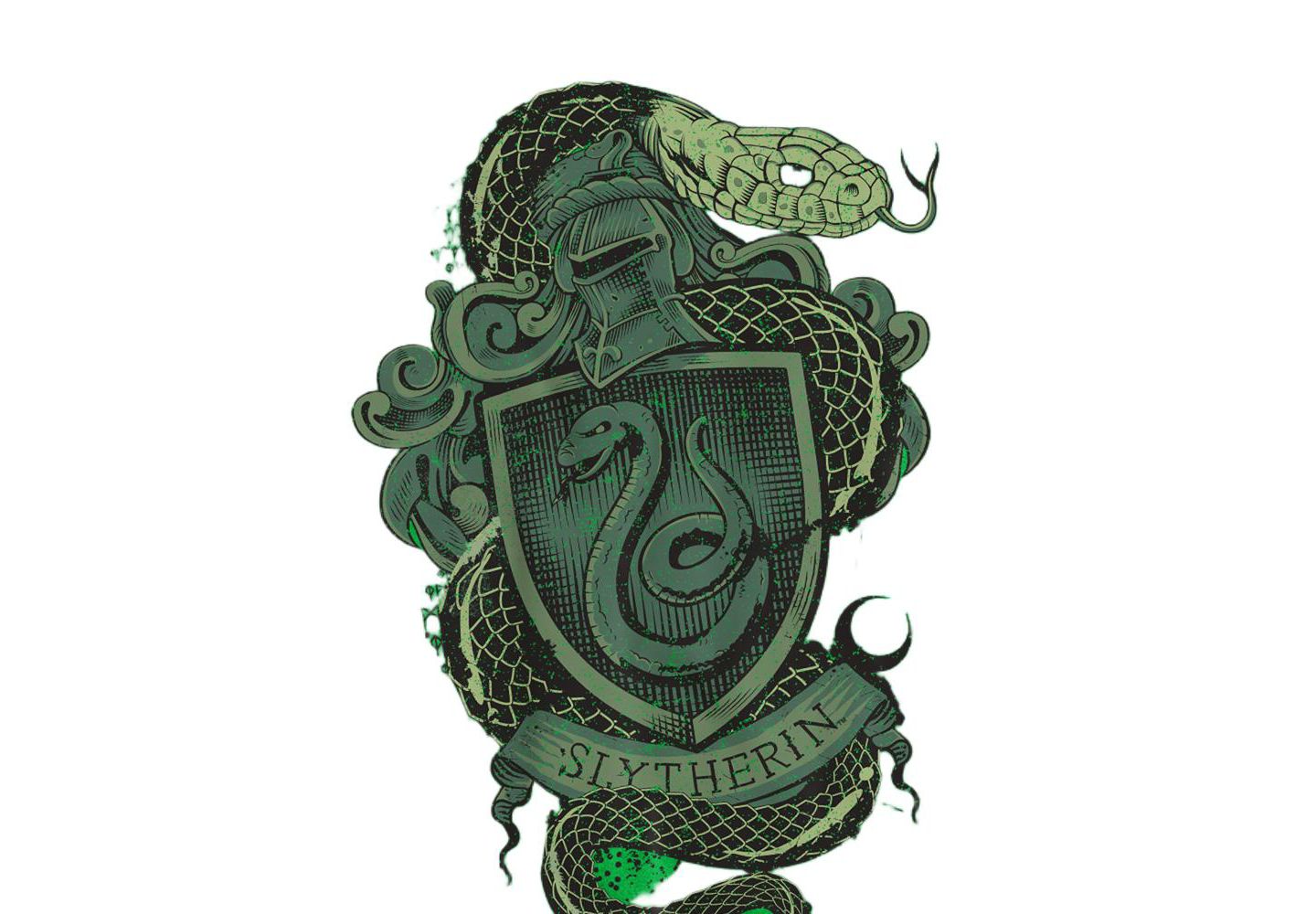 Мужская футболка Harry Potter Vintage Slytherin Shield Crest, цвет: Зелёный — фото 3