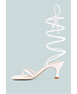 DORITA Womens Kitten Heel Lace Up Sandal