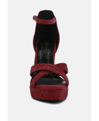 REGALIA Womens Rhinestone Embellished Stiletto Sandals