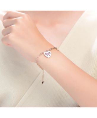 Modern 18K Rose Gold Plated Heart Charms Chain Bracelet