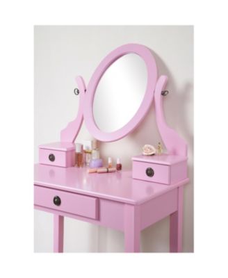  Moniys Wood Moniya Makeup Vanity Table and Stool Set, Pink