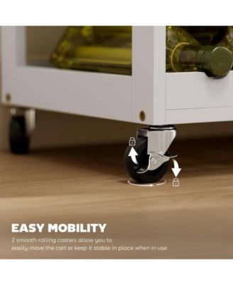 Bar Cart Rolling Kitchen Island on Wheels with Wine Rack