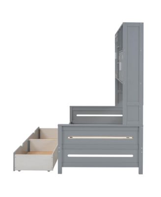 Twin Daybed with Drawers, Cabinet, & Shelf