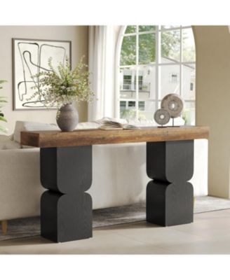 63-Inch Console Table, Heavy-Duty Look, Behind Couch Sofa Table, Color Blocking Design, Bold Structural Presence, Modern Entryway Furniture