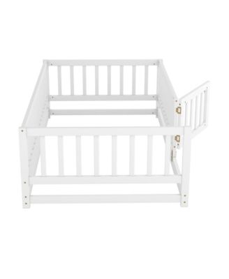 Twin Montessori Floor Bed with Fence and Door