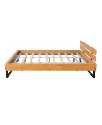 Pine Wood & Iron Bed Frame - Modern Industrial